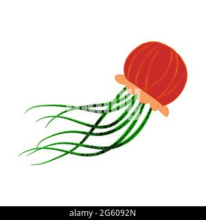 Jellyfish cartoon illustration. Isolated on white background. Stock Vector