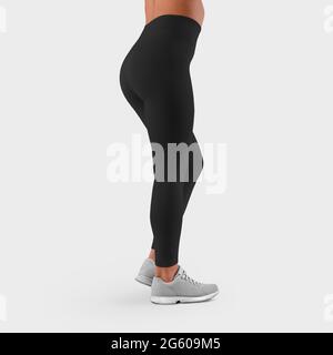 Mockup of women's white leggings on a fit girl, sweatpants front, side,  back, for presentation of design and advertising in the online store.  Template Stock Photo - Alamy