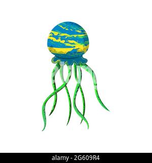 Jellyfish cartoon illustration. Isolated on white background. Stock Vector