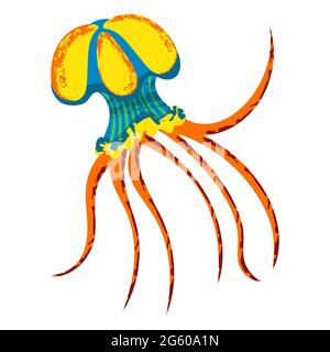 Jellyfish cartoon illustration. Isolated on white background. Stock Vector