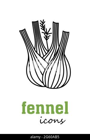 fennel vector icon. Vegetable green leaves. Greenery. Culinary herb spice for cooking, medical, gardening design. Organic product flavor ingredient fo Stock Vector