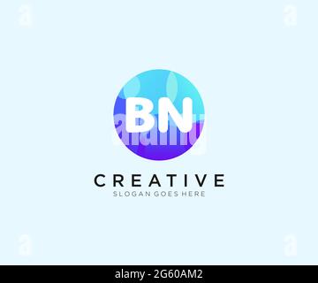 BN initial logo With Colorful Circle template Stock Vector