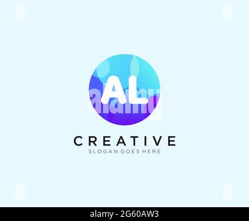 AL initial logo With Colorful Circle template Stock Vector