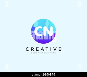 CN initial logo With Colorful Circle template Stock Vector