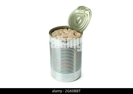 Canned pet food isolated on white background Stock Photo