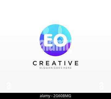 EO initial logo With Colorful Circle template Stock Vector