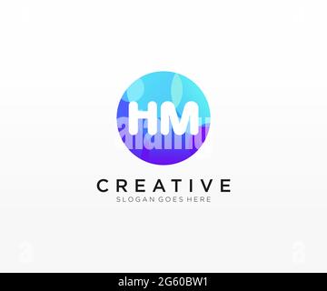 HM initial logo With Colorful Circle template Stock Vector