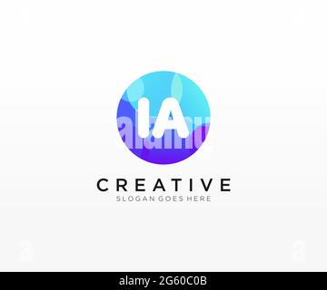 IA initial logo With Colorful Circle template Stock Vector