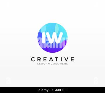 IW initial logo With Colorful Circle template Stock Vector