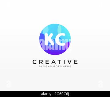 KC initial logo With Colorful Circle template Stock Vector