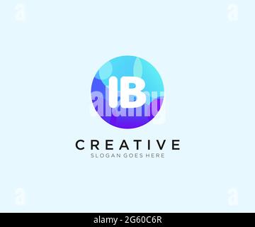 IB initial logo With Colorful Circle template Stock Vector