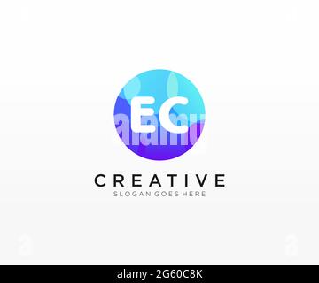 EC initial logo With Colorful Circle template Stock Vector