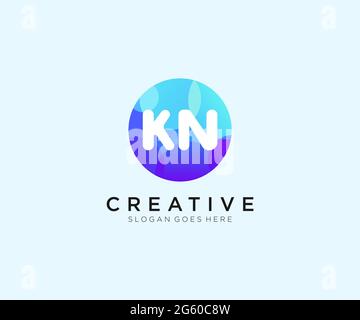 KN initial logo With Colorful Circle template Stock Vector