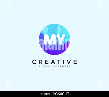 MY initial logo With Colorful Circle template Stock Vector