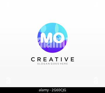 MO initial logo With Colorful Circle template Stock Vector