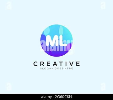 ML initial logo With Colorful Circle template Stock Vector
