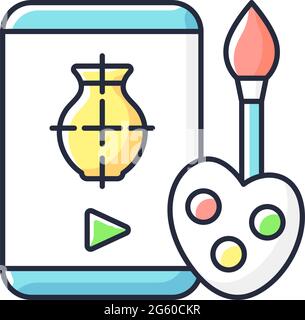 Drawing tutorials RGB color icon Stock Vector