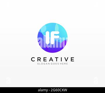 IF initial logo With Colorful Circle template Stock Vector