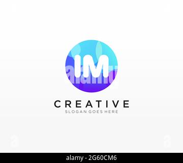 IM initial logo With Colorful Circle template Stock Vector