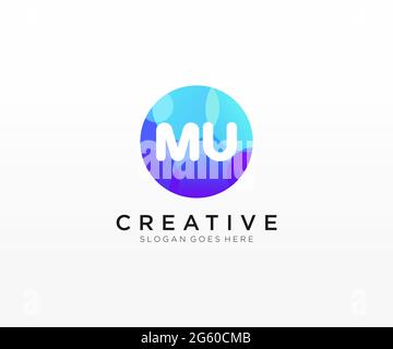 MU initial logo With Colorful Circle template Stock Vector