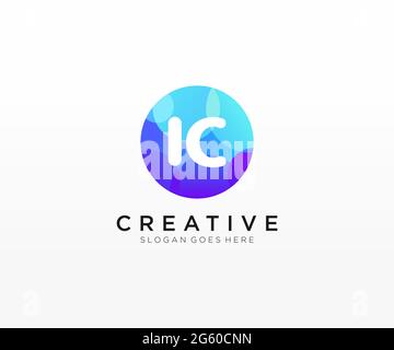 IC initial logo With Colorful Circle template Stock Vector