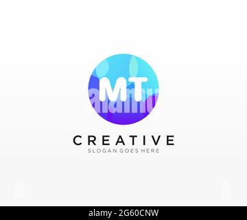 MT initial logo With Colorful Circle template Stock Vector