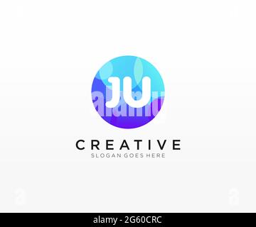 JU initial logo With Colorful Circle template Stock Vector