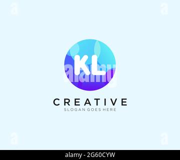 KL initial logo With Colorful Circle template Stock Vector