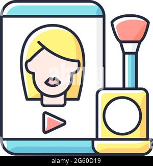 Make up tutorial videos RGB color icon Stock Vector