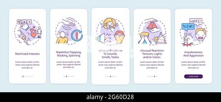 Autism symptoms onboarding mobile app page screen Stock Vector