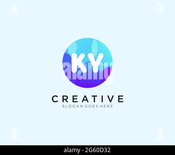 KY initial logo With Colorful Circle template Stock Vector