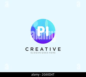 PI initial logo With Colorful Circle template Stock Vector
