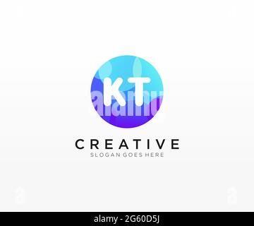 KT initial logo With Colorful Circle template Stock Vector
