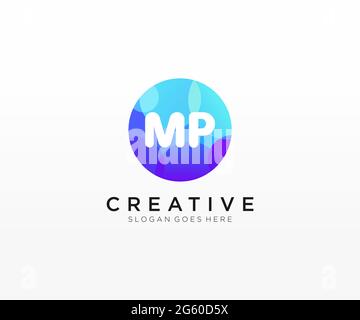 MP initial logo With Colorful Circle template Stock Vector