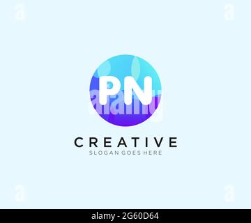 PN initial logo With Colorful Circle template Stock Vector