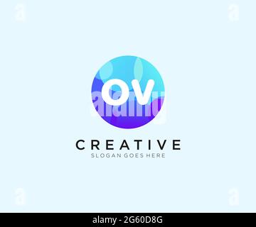 OV initial logo With Colorful Circle template Stock Vector
