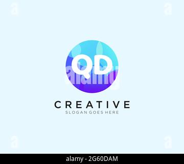 QD initial logo With Colorful Circle template Stock Vector