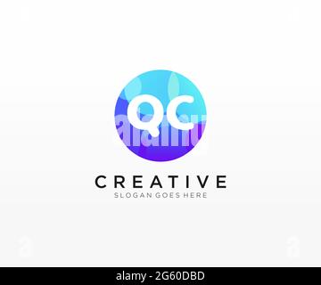 QC initial logo With Colorful Circle template Stock Vector