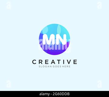 MN initial logo With Colorful Circle template Stock Vector