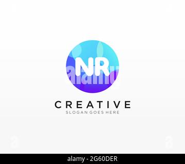 NR initial logo With Colorful Circle template Stock Vector