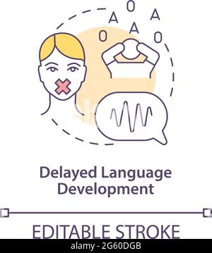 Delayed language development concept icon Stock Vector