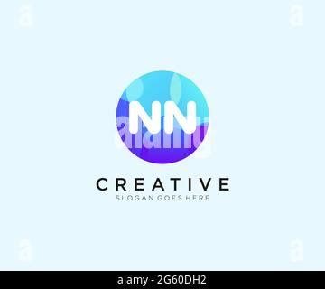 NN initial logo With Colorful Circle template Stock Vector