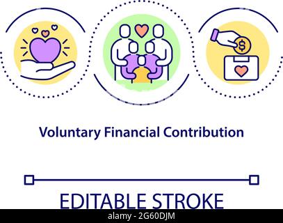 Voluntary financial contribution concept icon Stock Vector