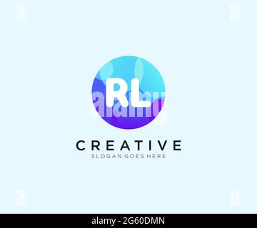 RL initial logo With Colorful Circle template Stock Vector