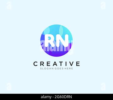 RN initial logo With Colorful Circle template Stock Vector