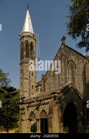 12 01 2007 Steeple St. Paul church in 1866 as St. Chappell in Paris , Pune , Maharashtra , India Stock Photo