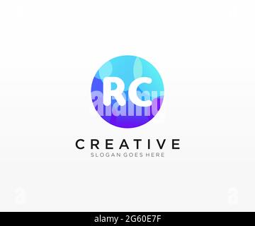 RC initial logo With Colorful Circle template Stock Vector