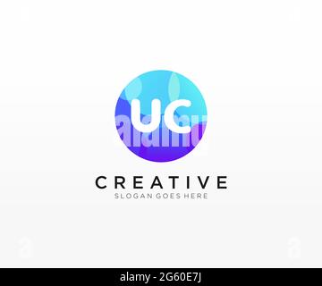 UC initial logo With Colorful Circle template Stock Vector
