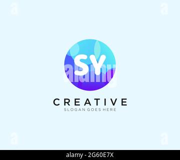 SY initial logo With Colorful Circle template Stock Vector