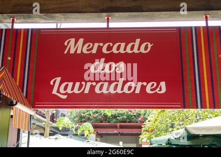 Signboard of Mercado dos Lavradores (Farmers' Market), Funchal, Madeira island, Portugal Stock Photo